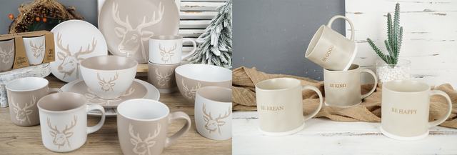 Ceramic plates bowls and mugs display banner