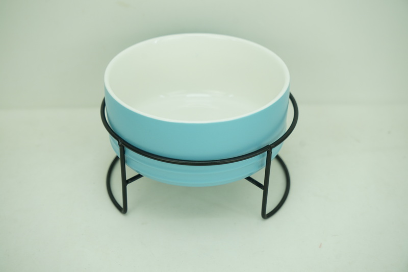 1x New Bone China 950ml Pet Bowl with Iron Holder PE9068