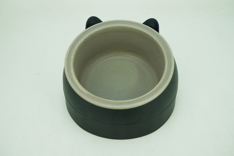 1x Stoneware 550ml Pet Bowl with Plastic Holder PE9072