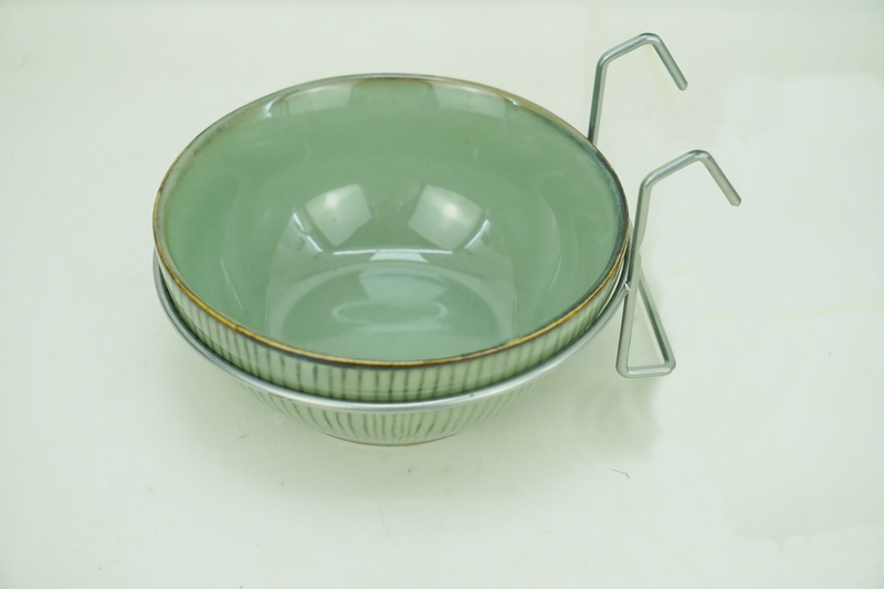 1x Stoneware 700ml Pet Bowl with Iron Hanger PE9080