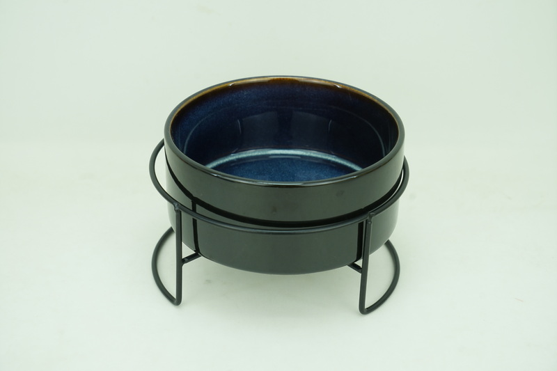 1x New Bone China 750ml Pet Bowl with Iron Holder PE9088