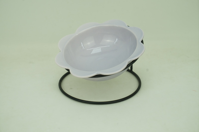 1x New Bone China 300ml Pet Bowl with Iron Holder PE9092