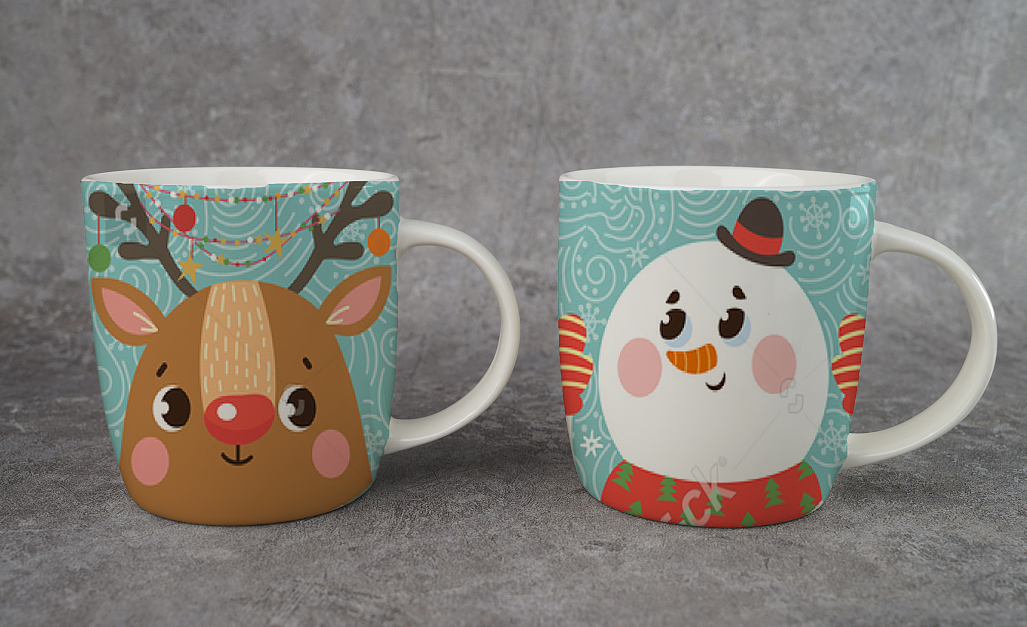 New Bone China Coffee Mug Set with Christmas Design