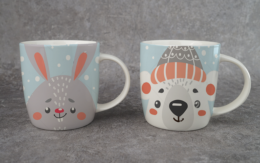 New Bone China Coffee Mug Set with Christmas Design