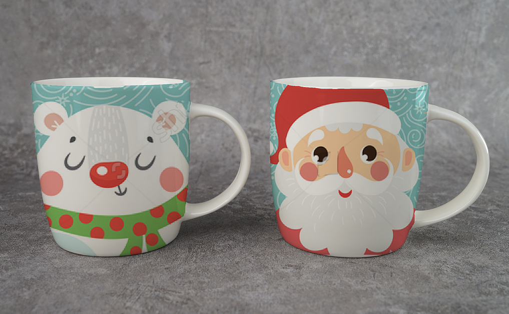 New Bone China Coffee Mug Set with Christmas Design