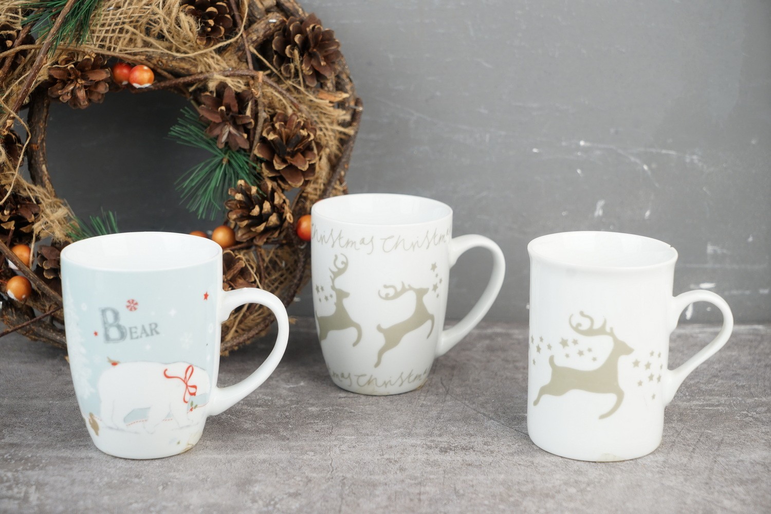 New Bone China Coffee Mug Set with Christmas Design