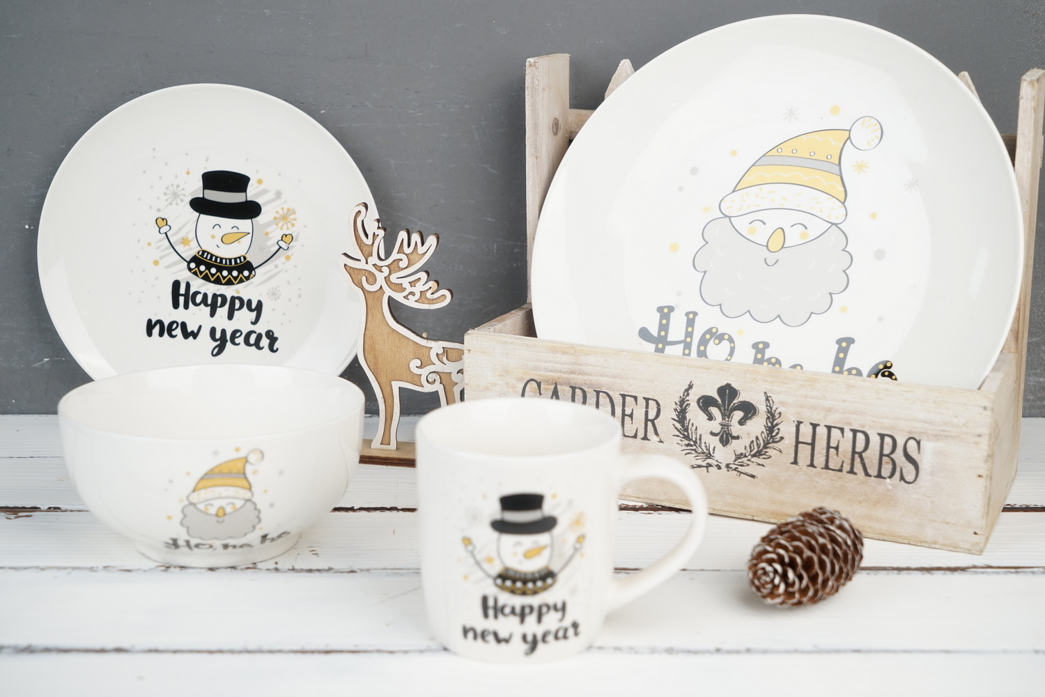 New Bone China Dinnerware Set with Christmas Design