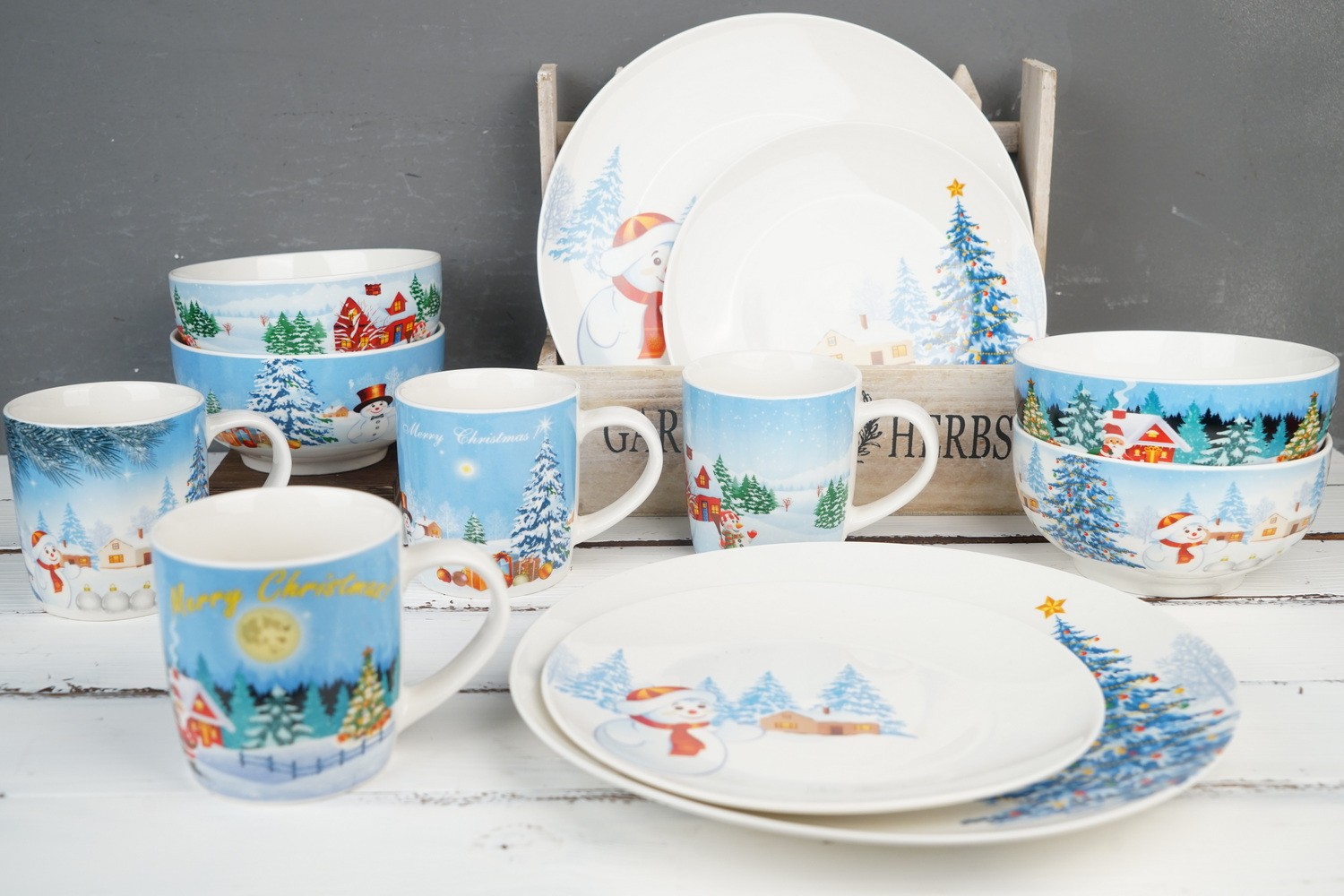 New Bone China Dinnerware Set with Christmas Design