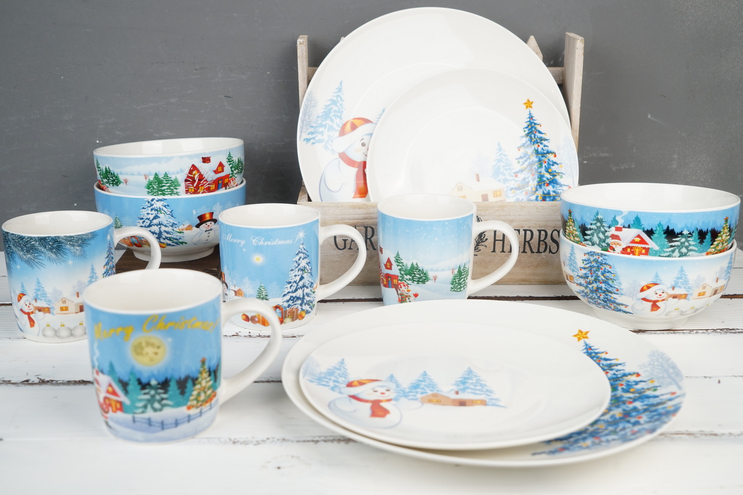 New Bone China Dinnerware Set with Christmas Design