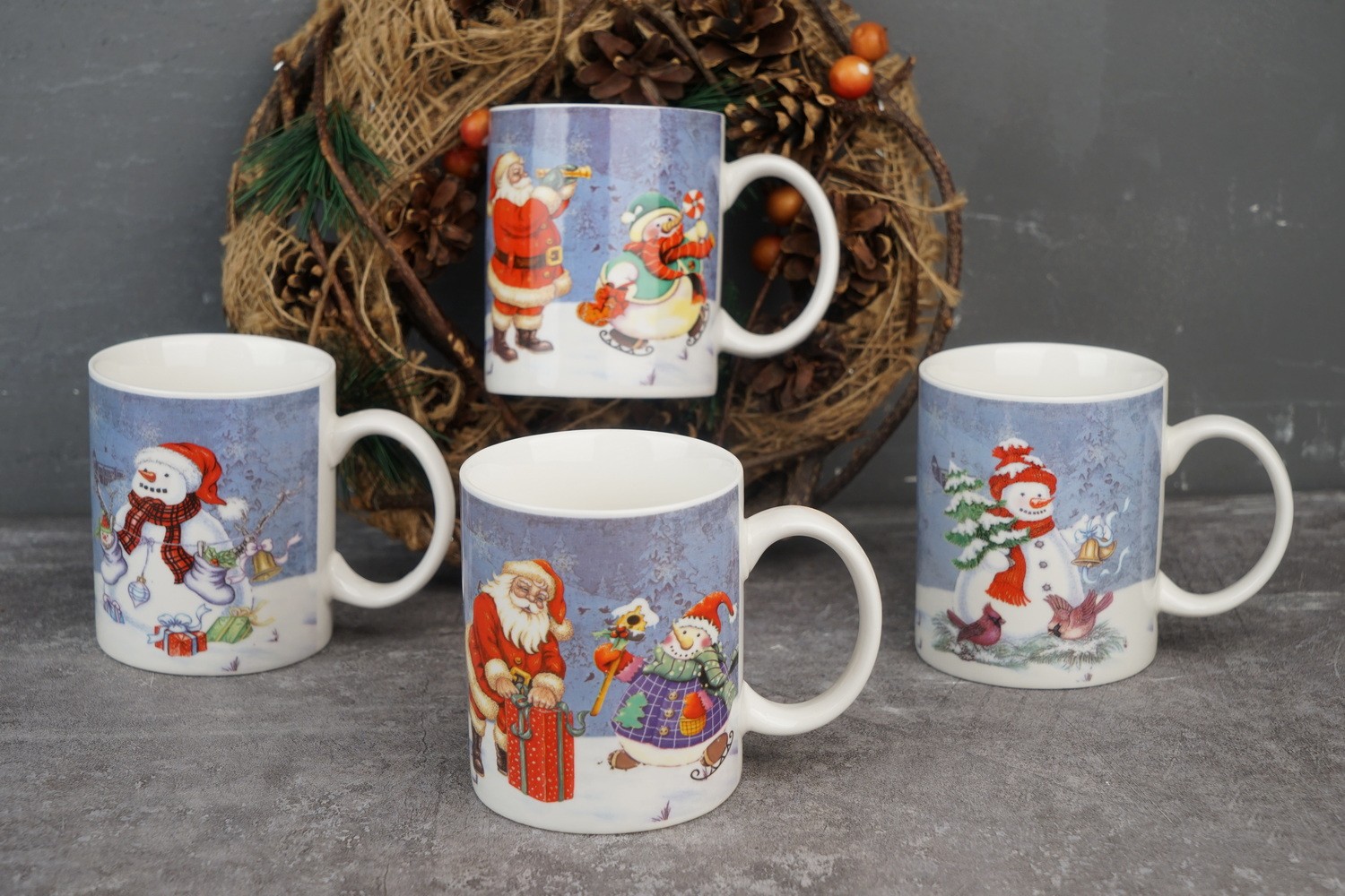 New Bone China Coffee Mug Set with Christmas Design
