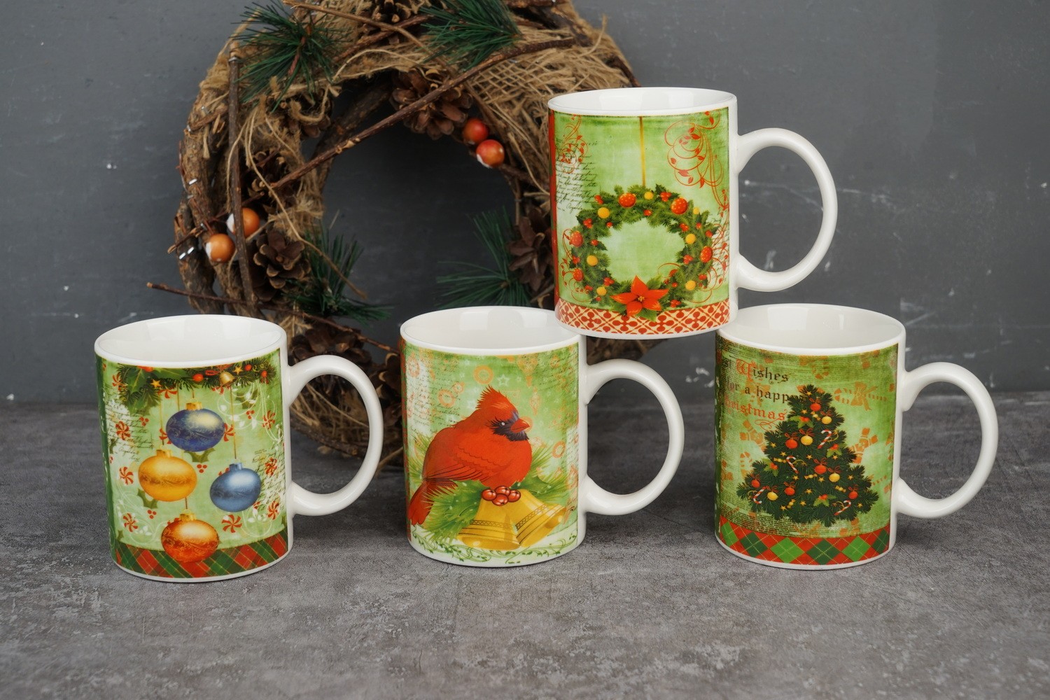 New Bone China Coffee Mug Set with Christmas Design