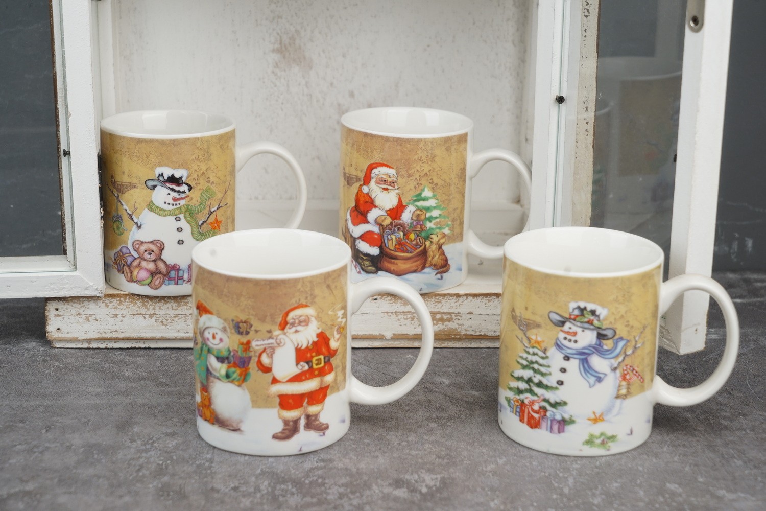New Bone China Coffee Mug Set with Christmas Design