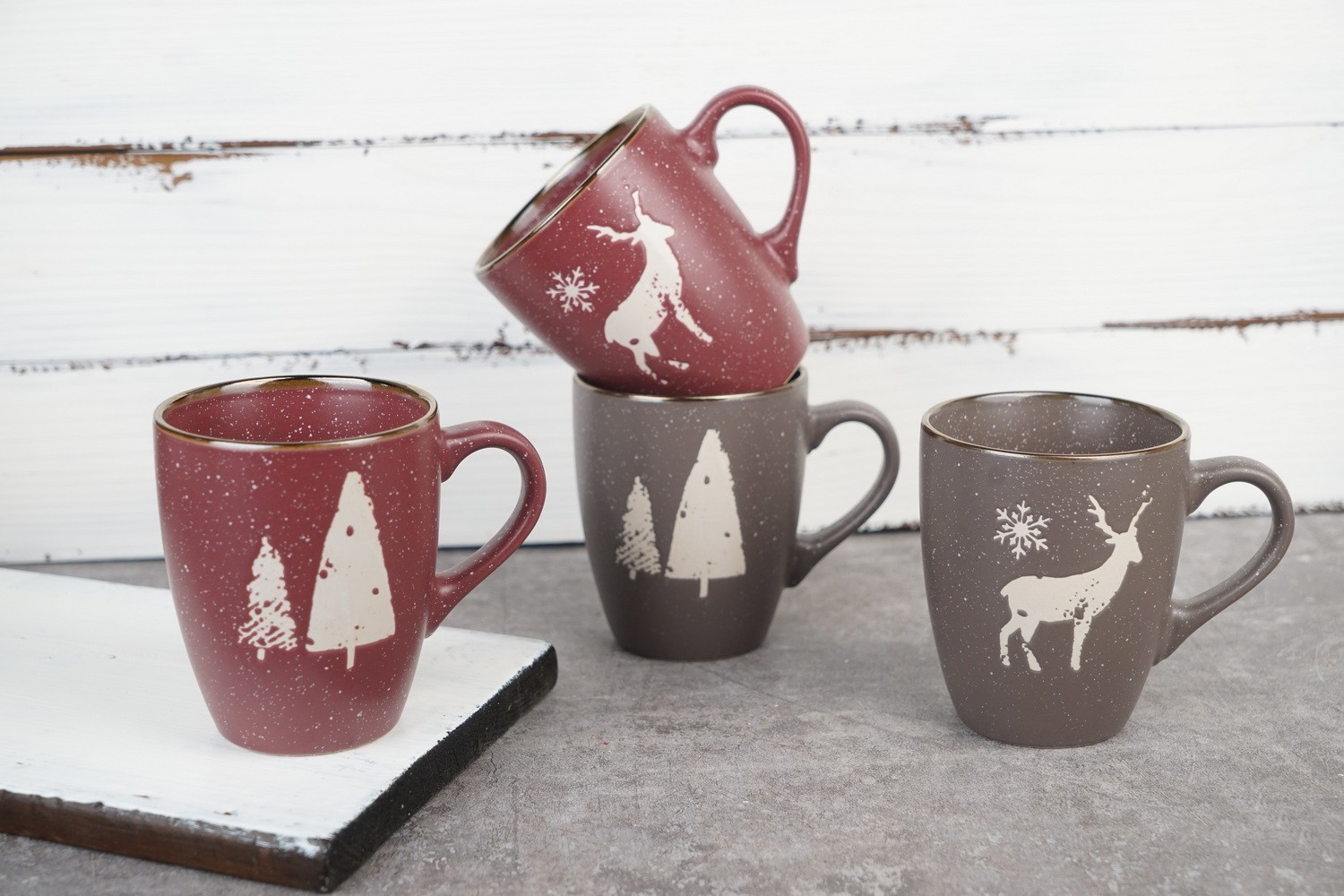 Stoneware Matt Speckle Glaze with Engraved Print Dinnerware Set BH838