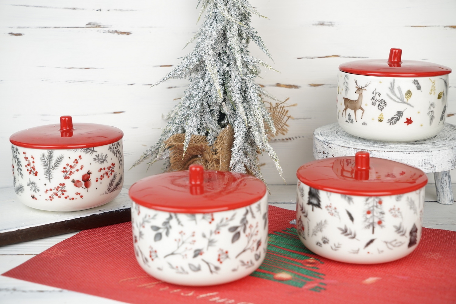 New Bone China Mug Bowl Set with Christmas Design 7880
