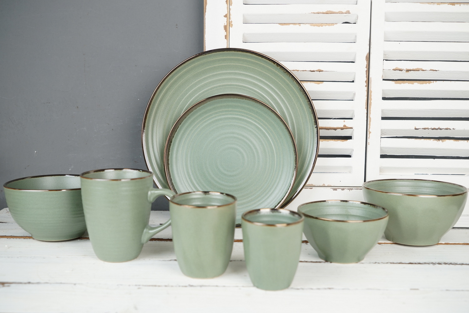 Stoneware Dinnerware Set Reactive Glaze BH805MRI