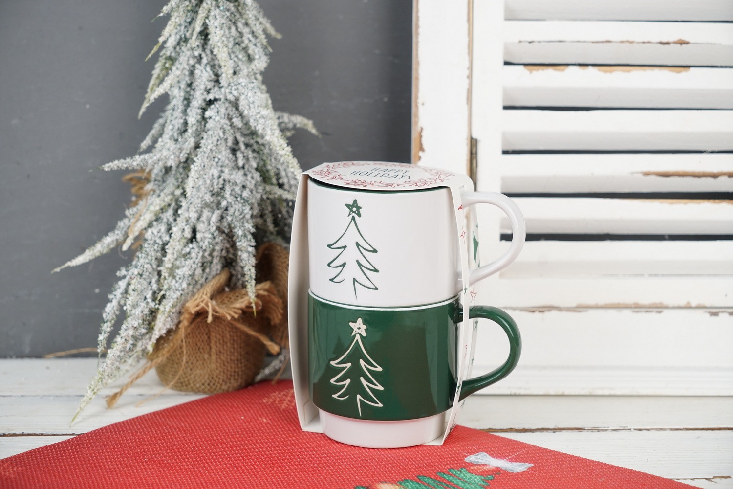 Stoneware Dinnerware Set Engraved Christmas Deer LS145
