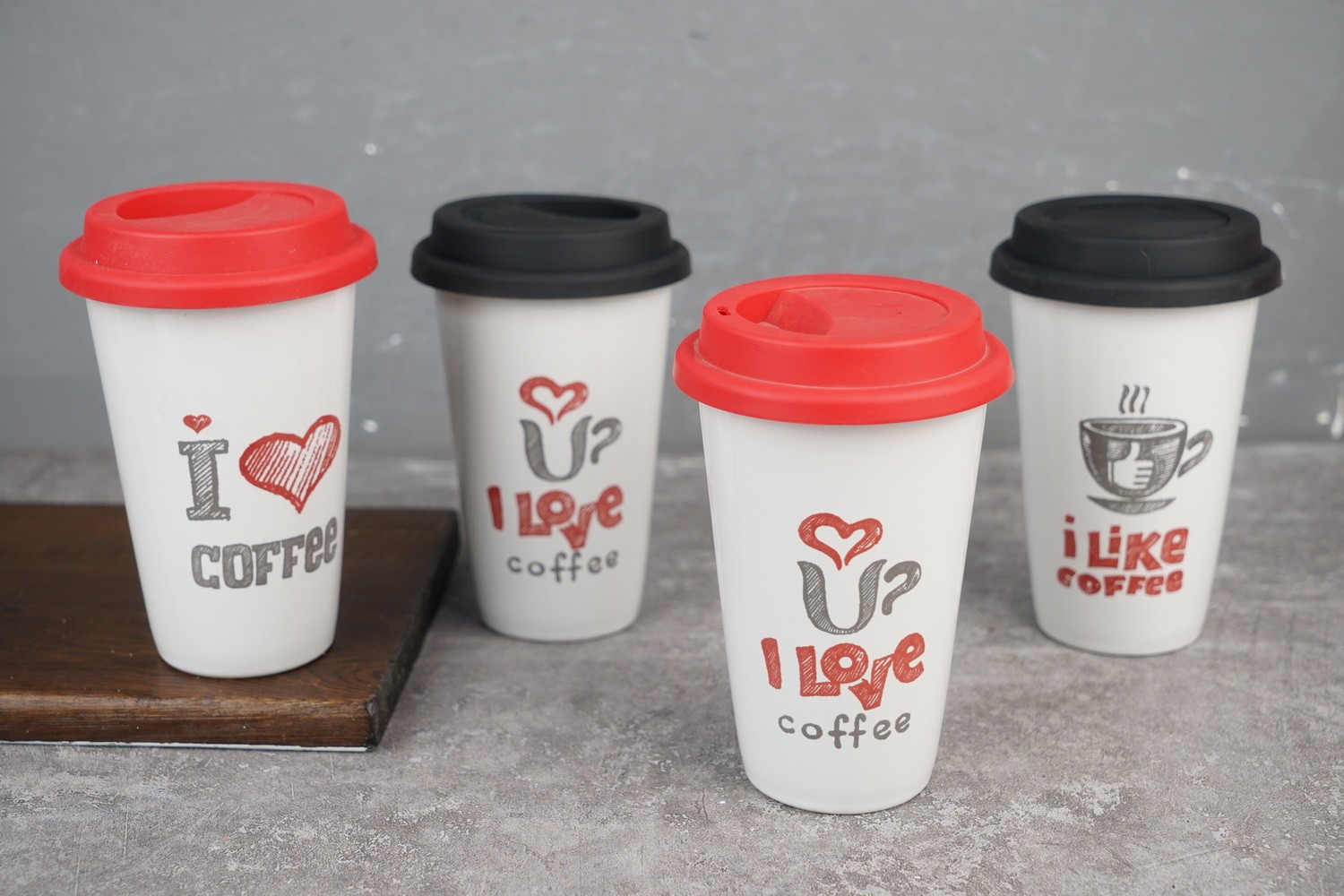 Stoneware Single Wall Take-away Mug with Print K727