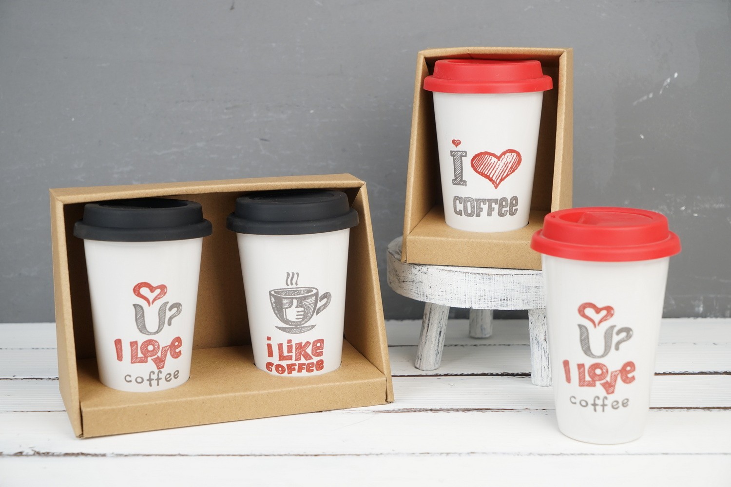Stoneware Single Wall Take-away Mug with Print K727