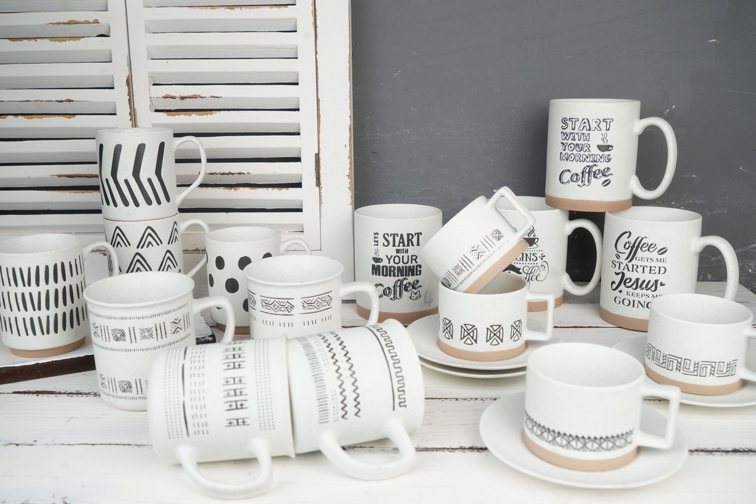 New Bone China Mug Engraved Pattern RX0330-3