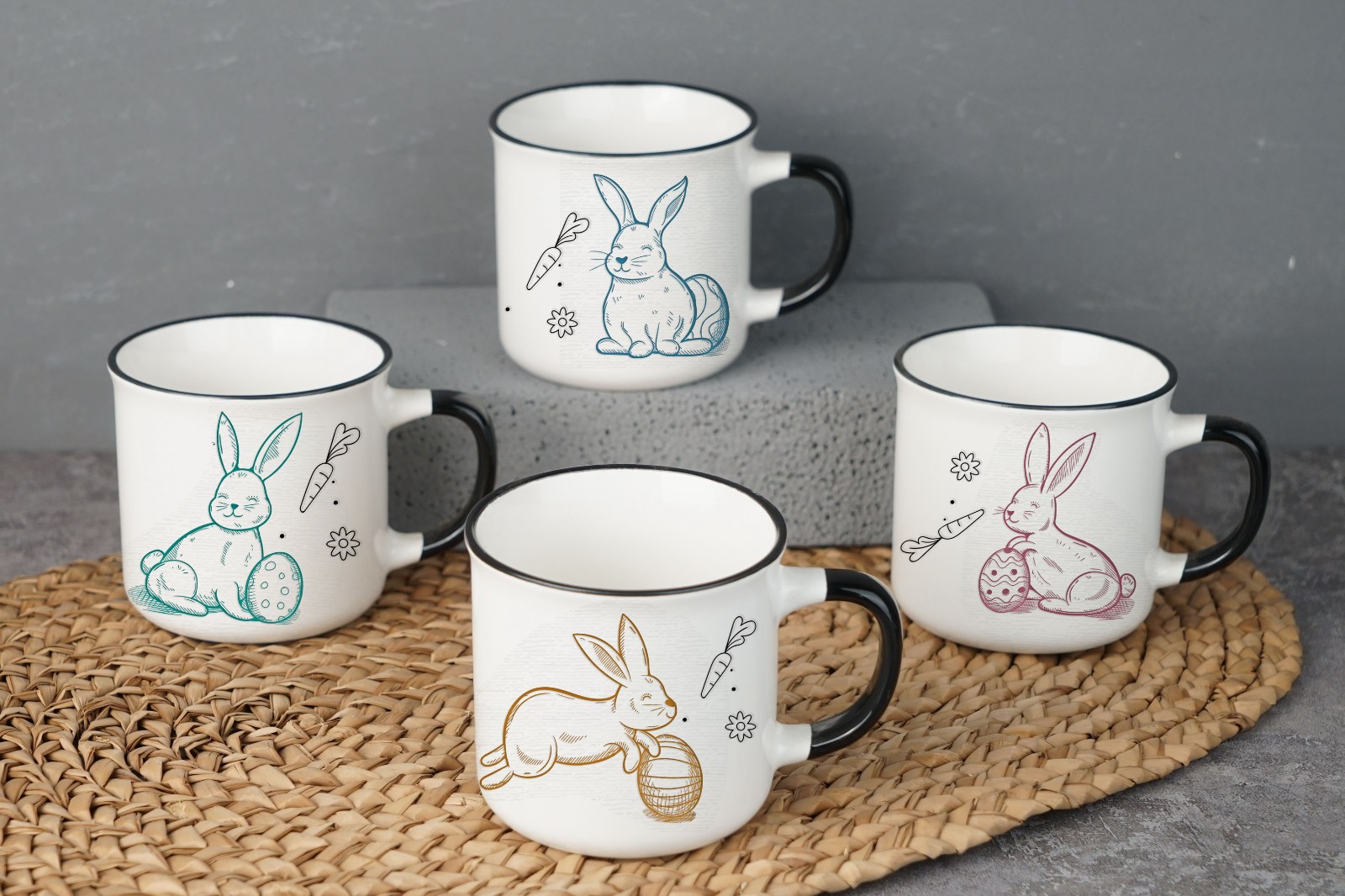 New Bone China Mug with Cute Cartoon Design B3369