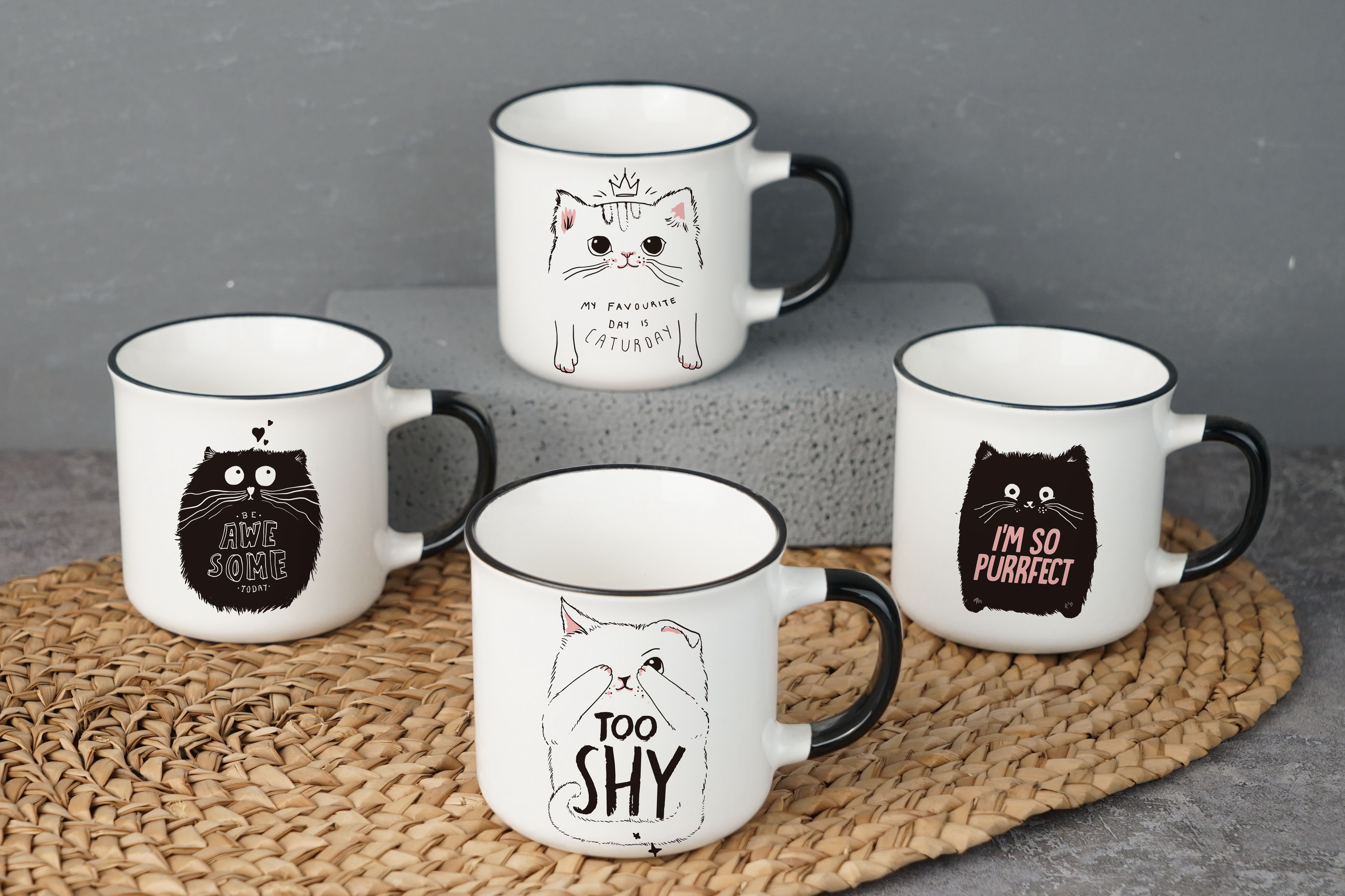 New Bone China Mug with Cute Cartoon Design B3369