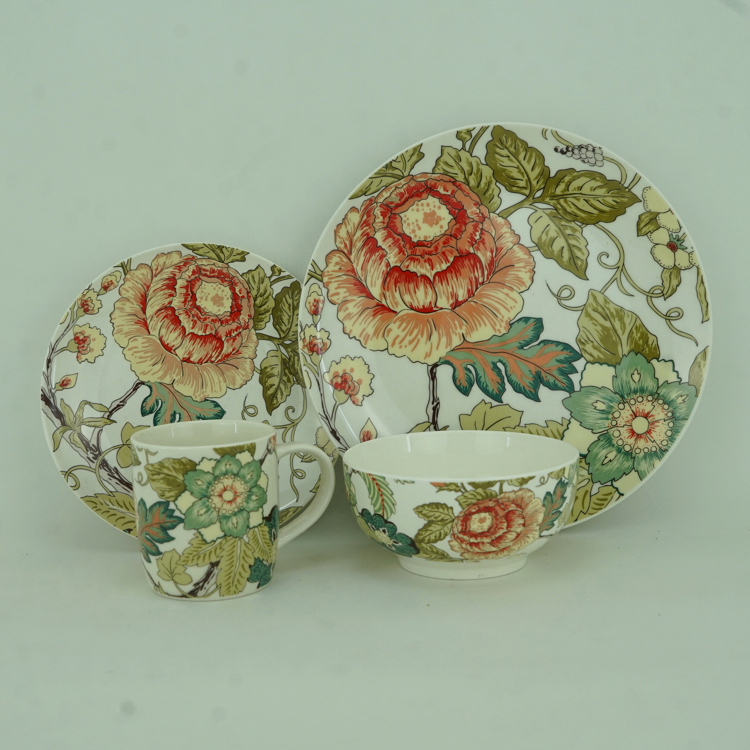 New Bone China Dinnerware Set with Vintage Flower Design