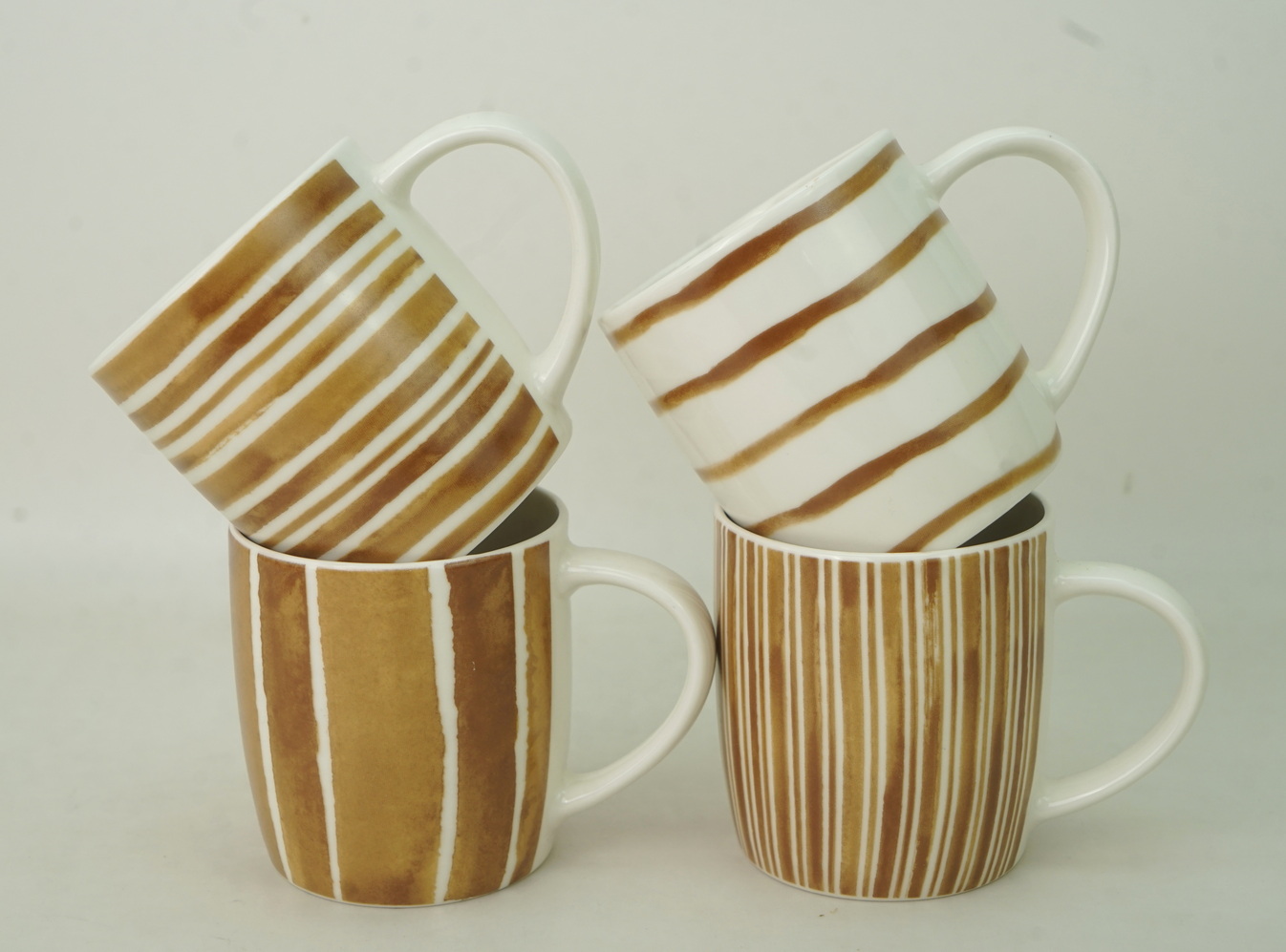 New Bone China Bullet Mug with Mustard Stripes Design