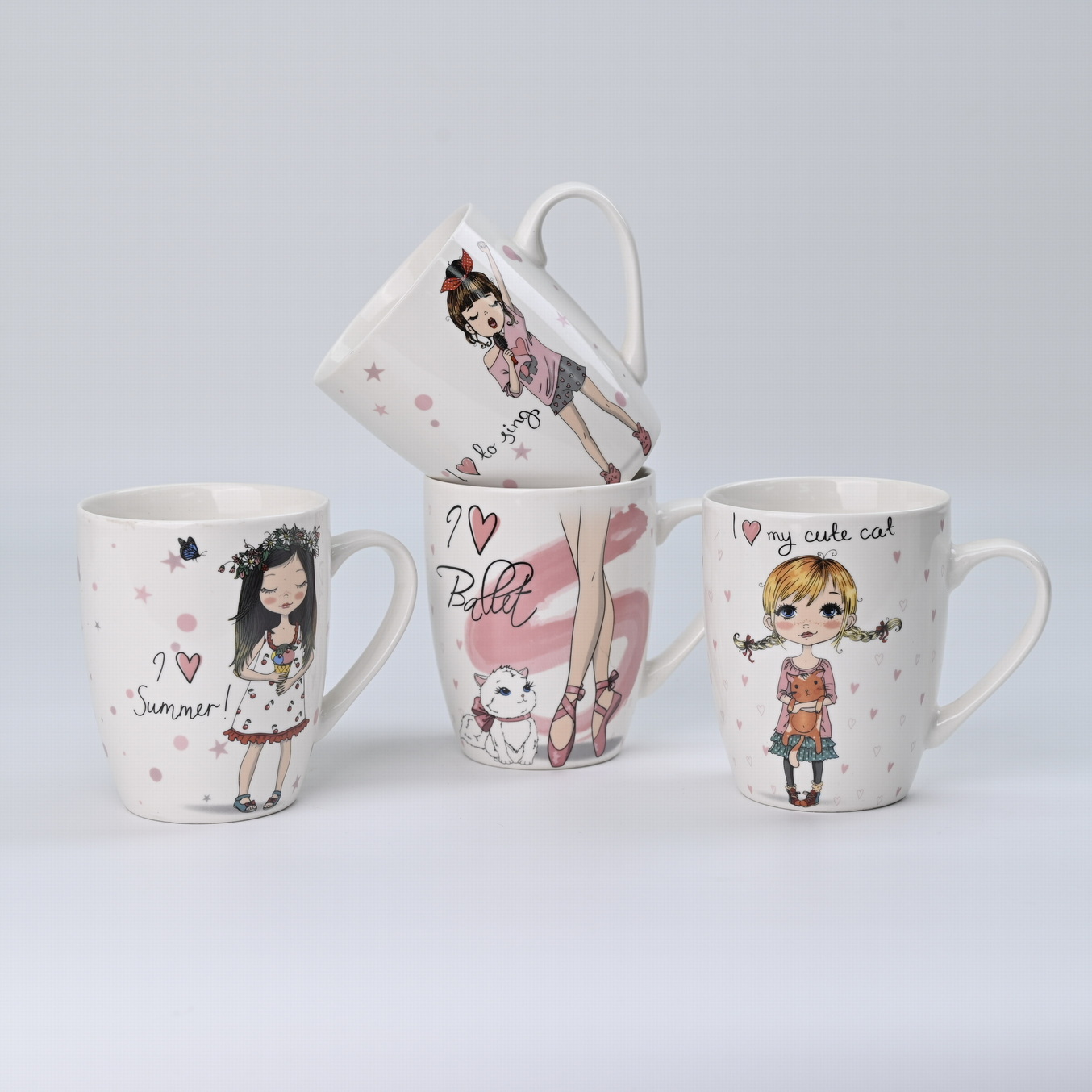 New Bone China Bullet Mug with Love Girl Design