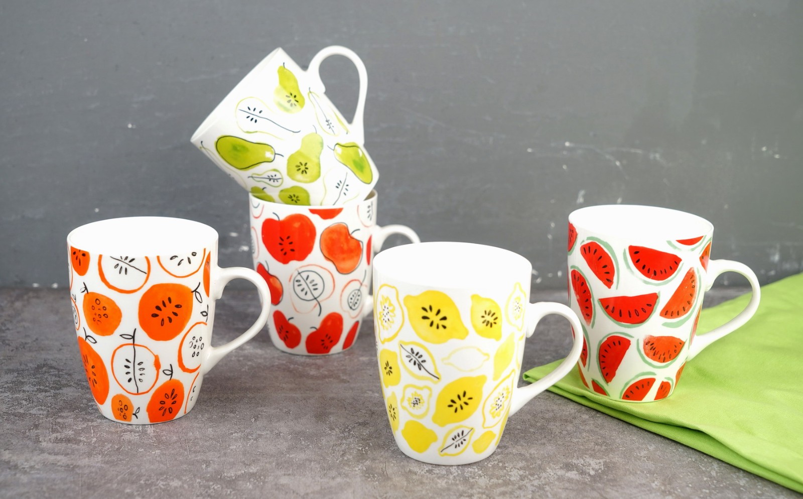 New Bone China Mug with Flower Fruit Design B703