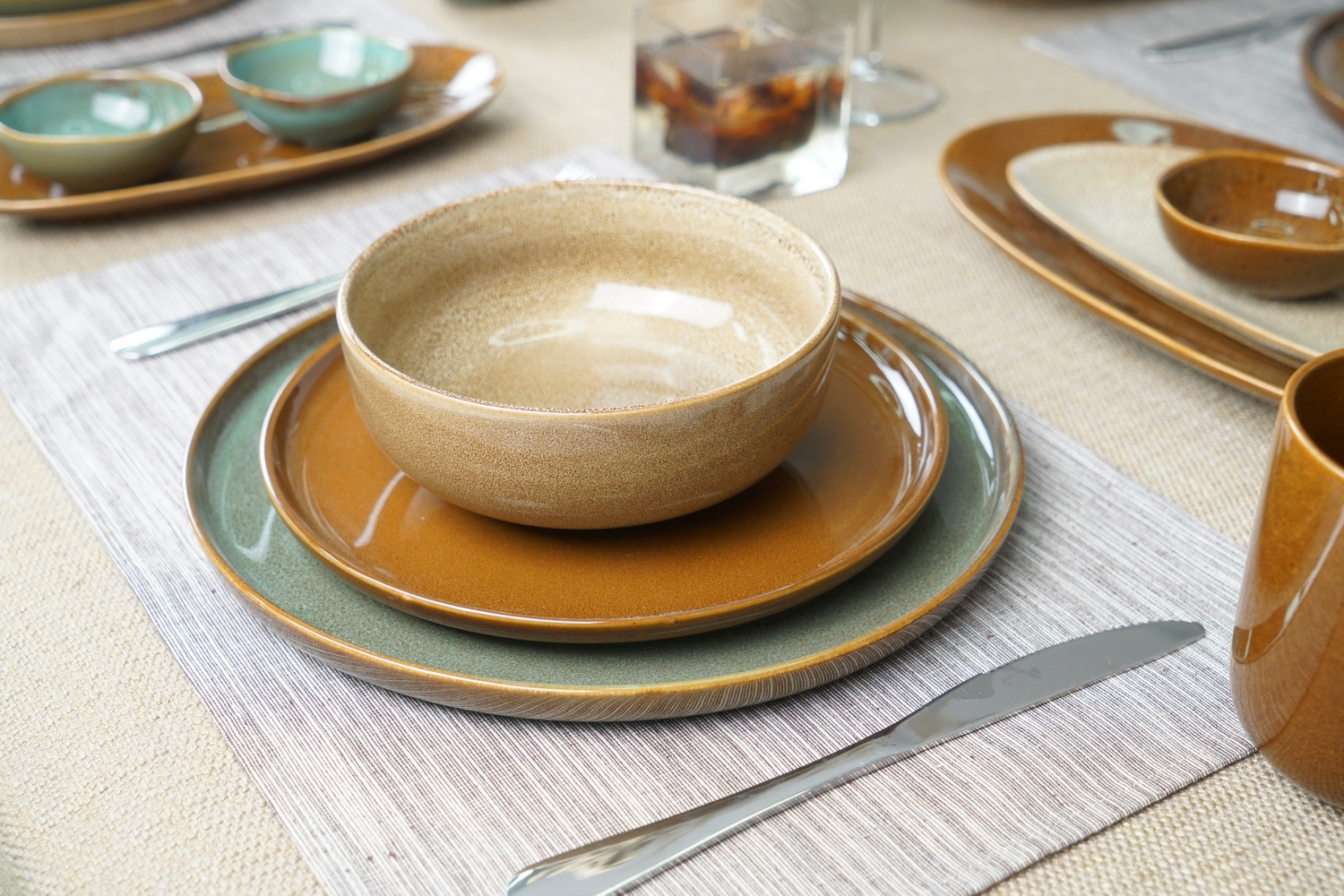 Stoneware Reactive Glaze Dinnerware Set European Popular LS059