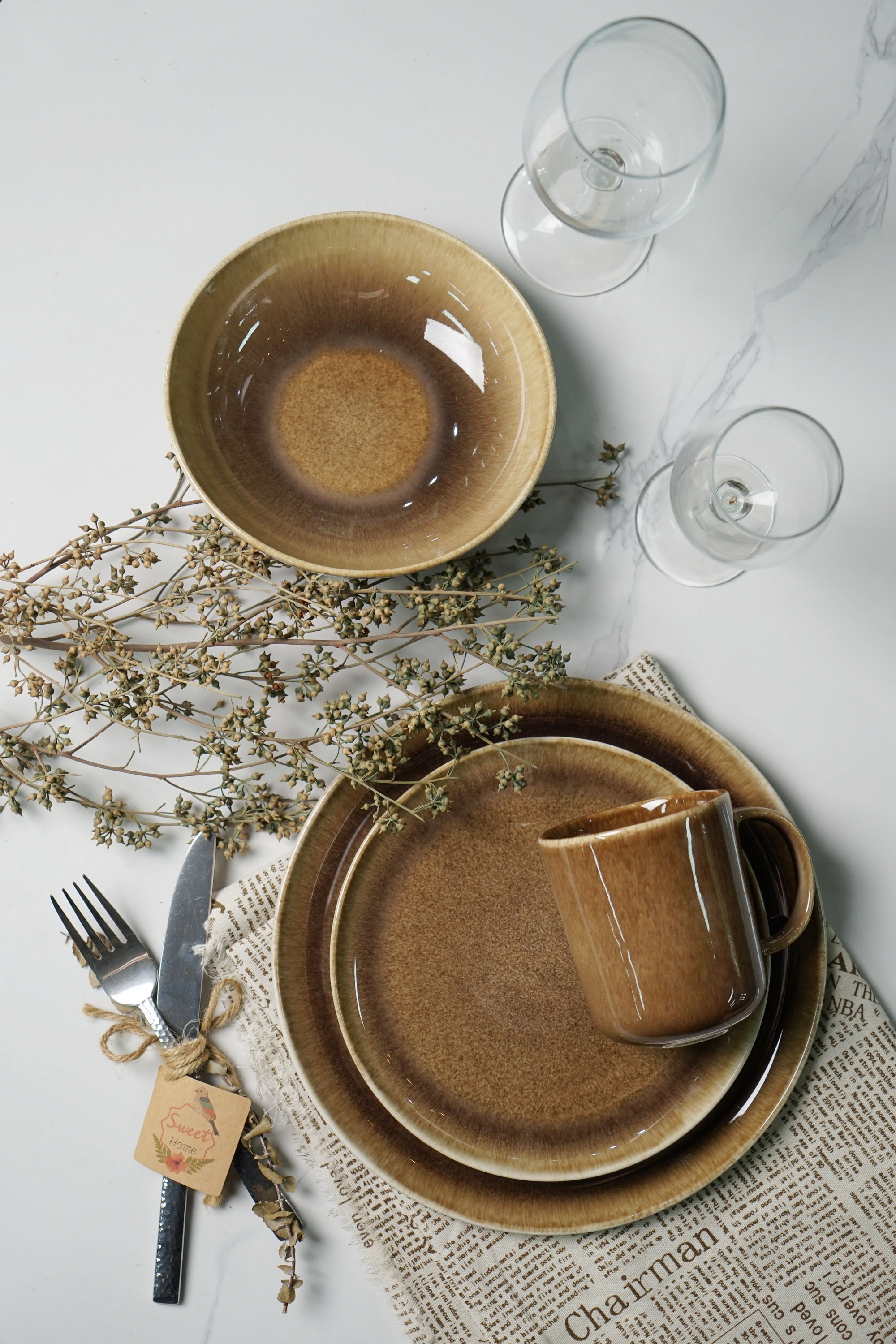 Stoneware Reactive Glaze Dinnerware Set QX681