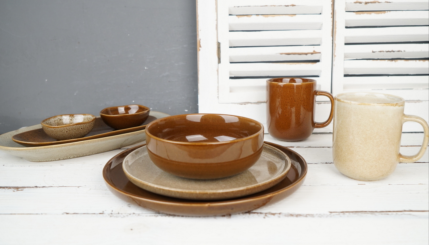 Stoneware Reactive Glaze Dinnerware Set European Popular LS059