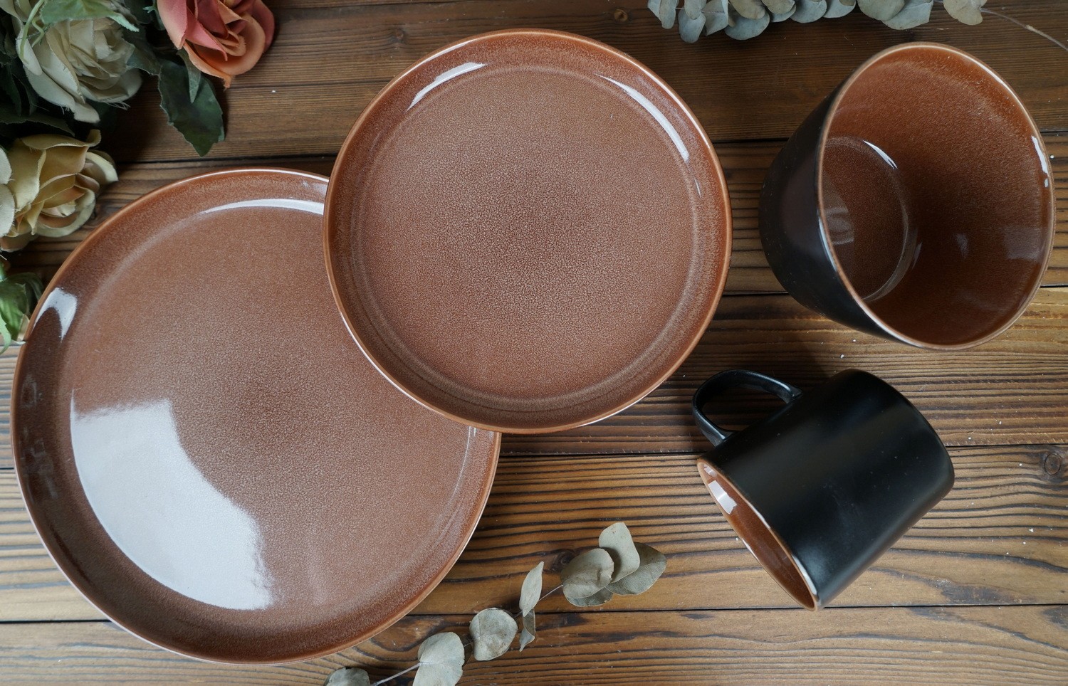 Stoneware Dinnerware Set Reactive Glaze QX606F