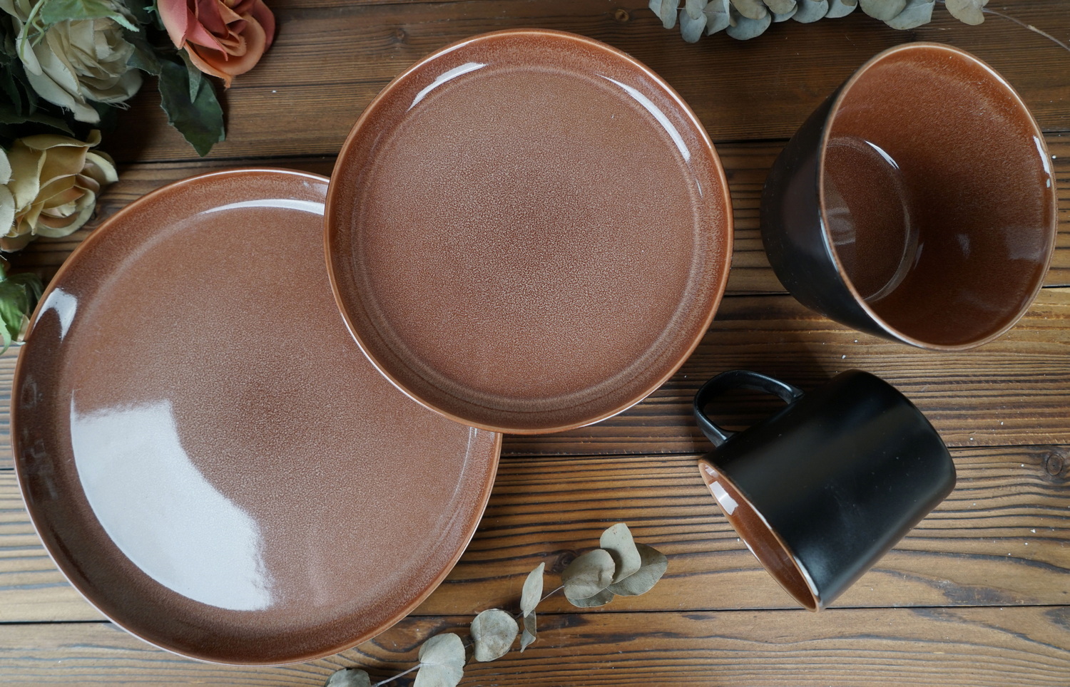 Stoneware Dinnerware Set Reactive Glaze QX606F