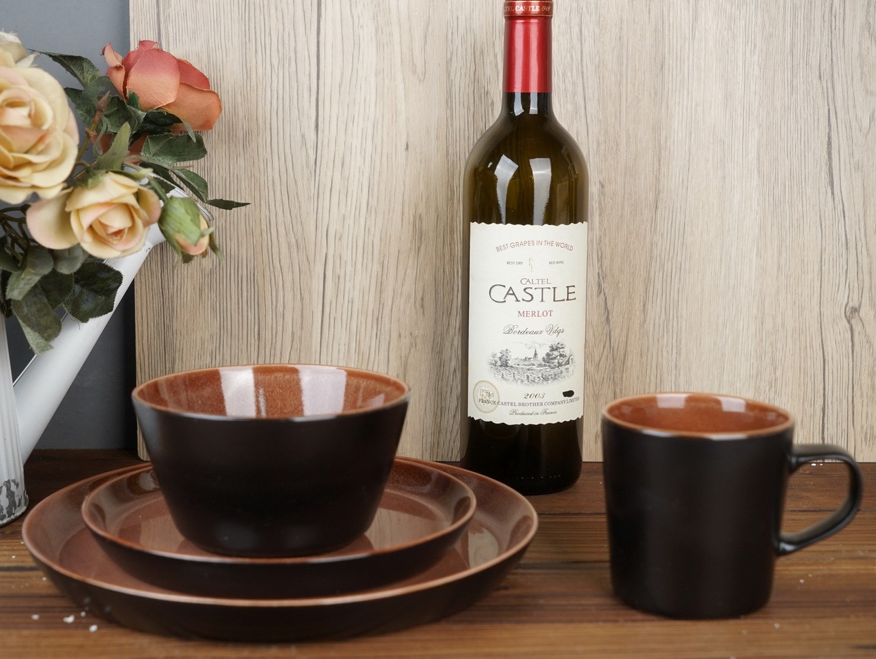 Stoneware Dinnerware Set Reactive Glaze QX606F