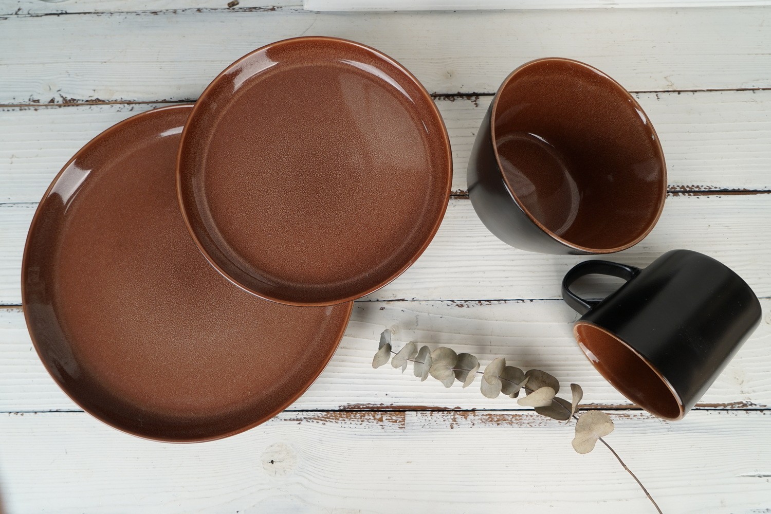 Stoneware Dinnerware Set Reactive Glaze QX606F