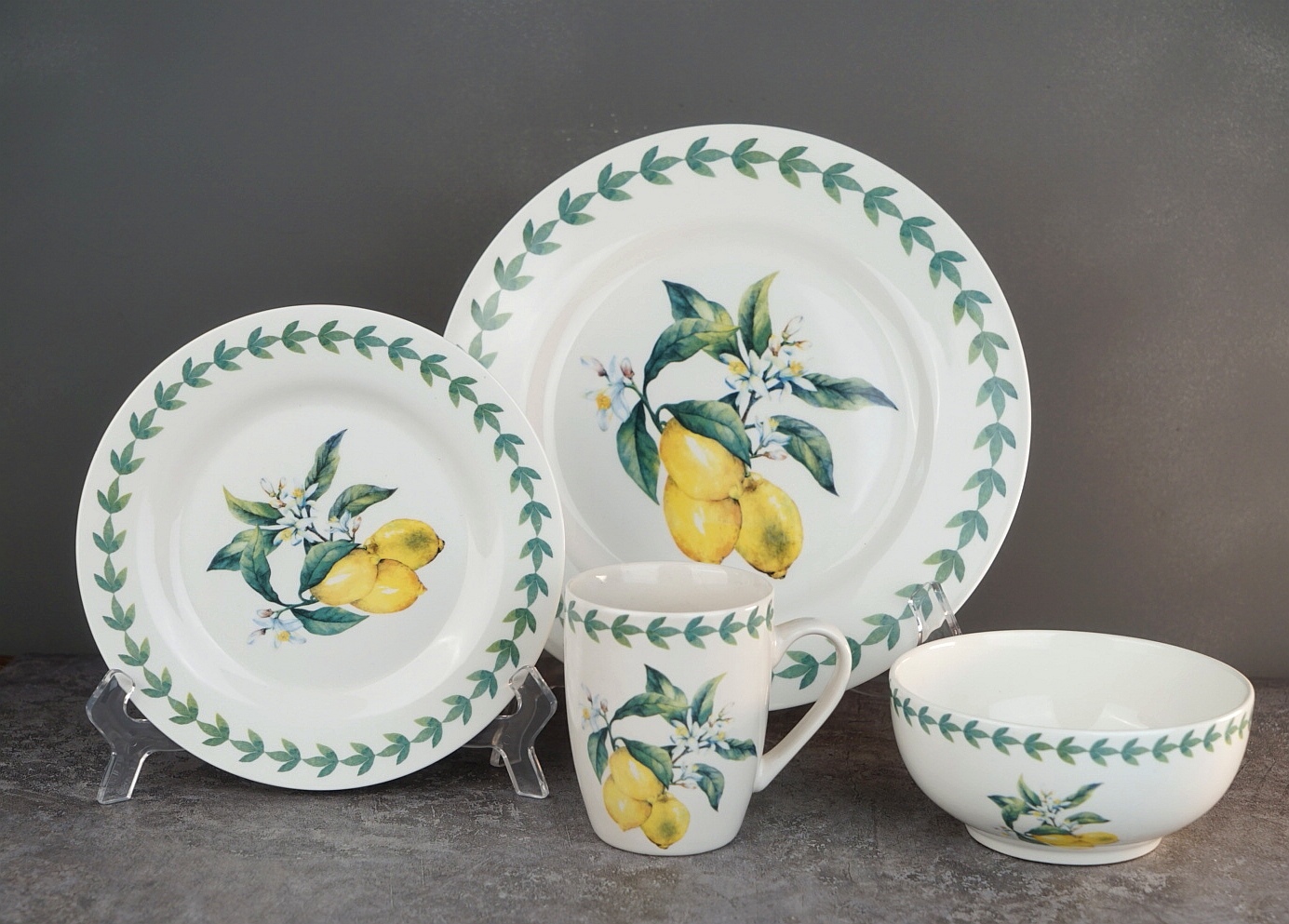 New Bone China Dinnerware Set with Lemon Design