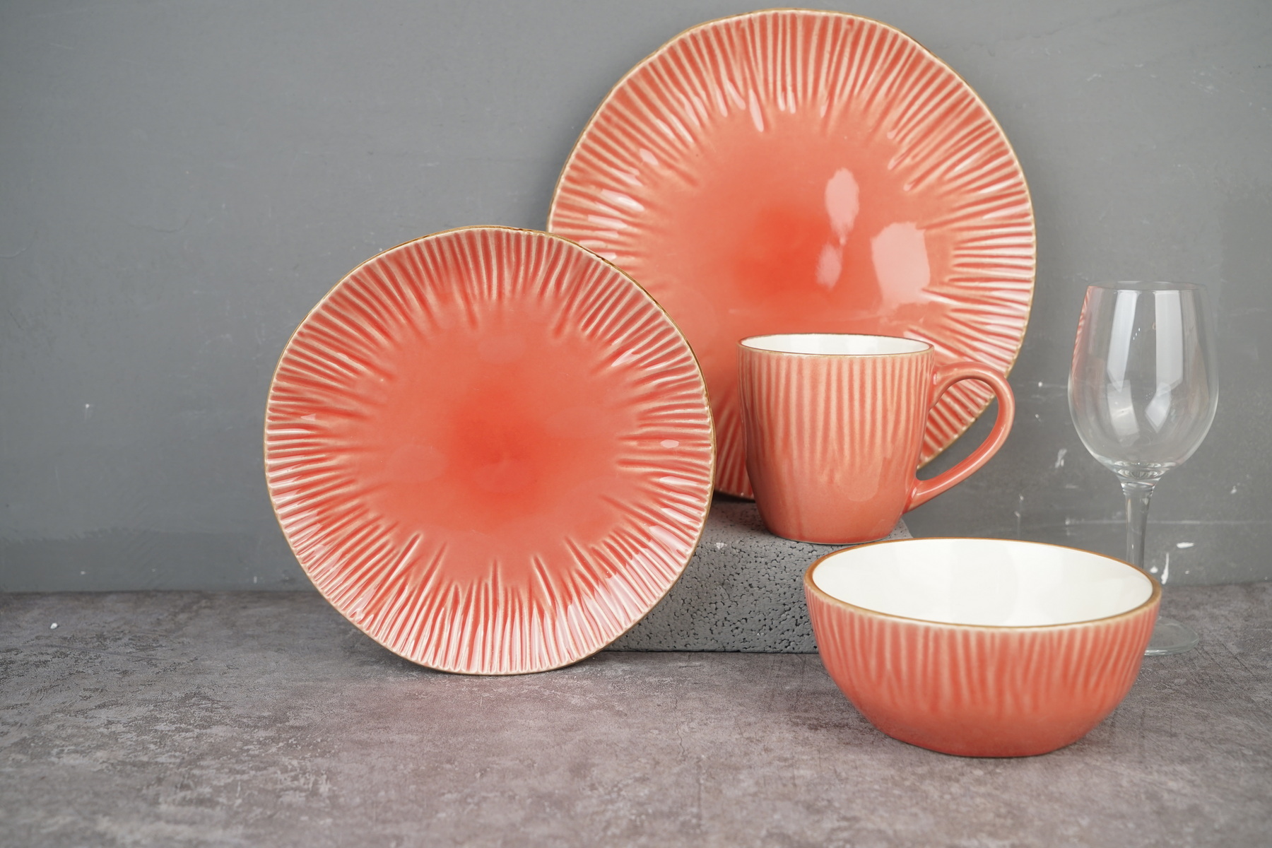 Stoneware Reactive Glaze Dinnerware Set QX692
