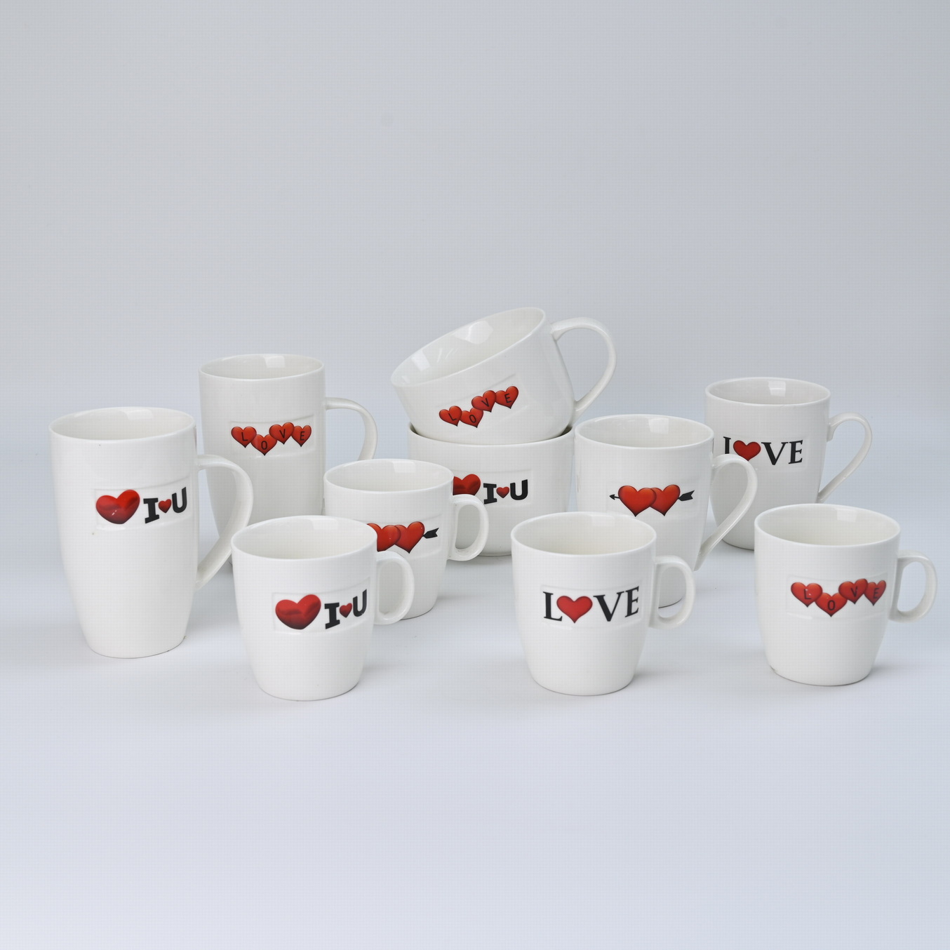 New Bone China Coffee Mug Set Heart Design