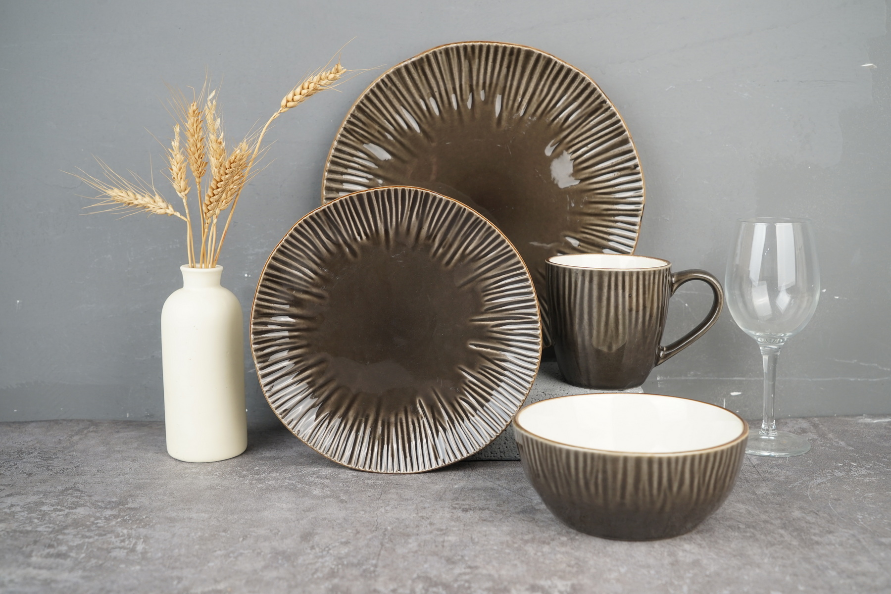 Stoneware Reactive Glaze Dinnerware Set QX692