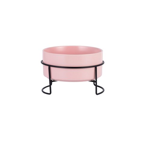 1x Stoneware 400ml Pet Bowl with Iron Holder PE9035