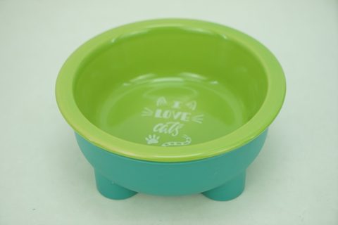 1x Stoneware 350ml Pet Bowl with Plastic Holder PE9053