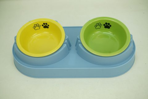2x Stoneware 250ml Pet Bowl with Plastic Holder PE9060