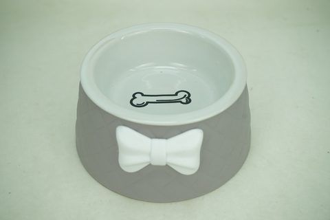 1x Stoneware 350ml Pet Bowl with Plastic Holder PE9062