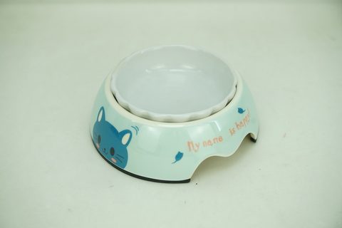 1x Stoneware 100ml Pet Bowl with Melamine Printing Holder PE9063