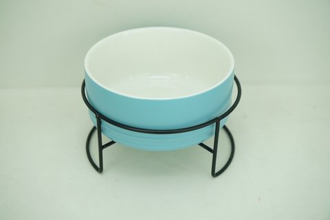 1x New Bone China 950ml Pet Bowl with Iron Holder PE9068