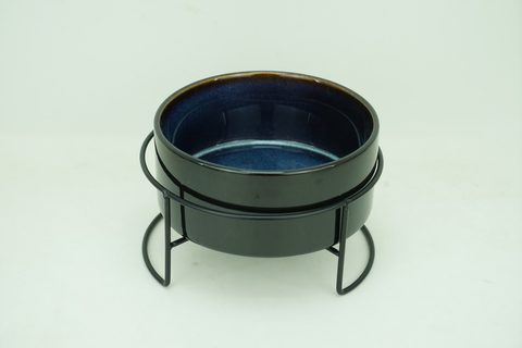 1x New Bone China 750ml Pet Bowl with Iron Holder PE9088