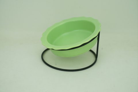 1x New Bone China 250ml Pet Bowl with Iron Holder PE9093