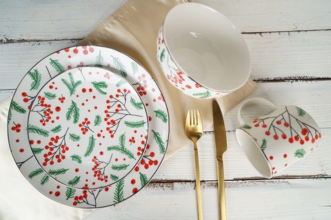 New Bone China Dinnerware Set with CHRISTMAS Design 7907Y