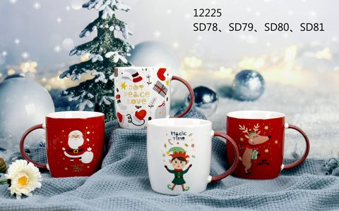 New Bone China Coffee Mug Set with Christmas Design TX